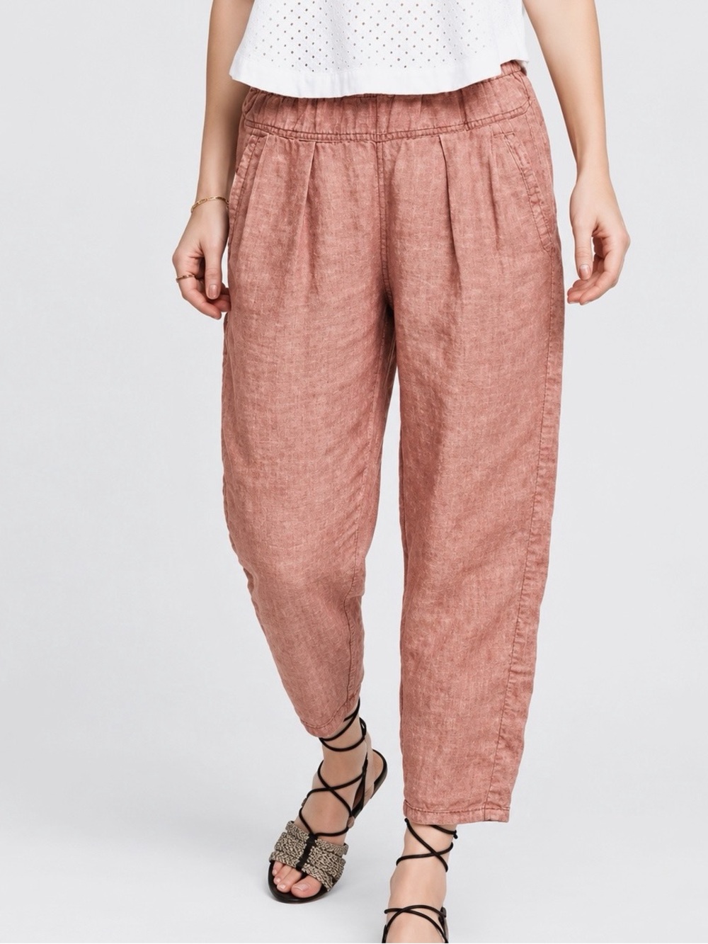 Heihei Anthropologie Woman Pure Linen Pull-On Pants XXS Classic Comfy Coastal